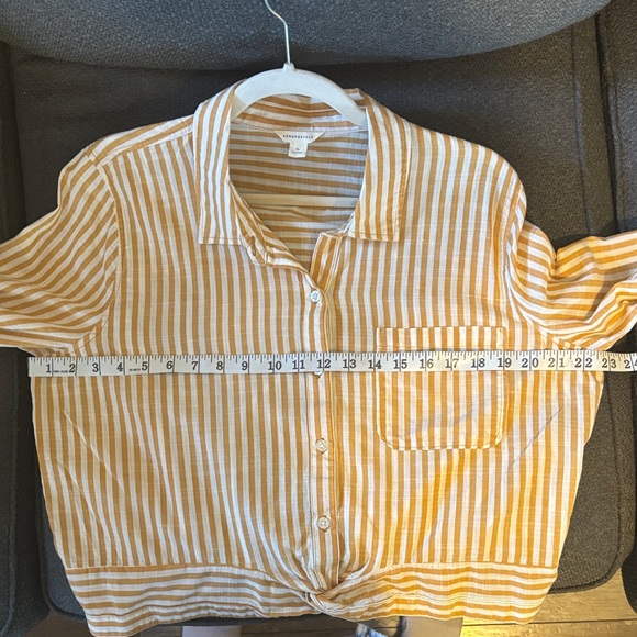 Aeropostale yellow/gold & white Striped Button-Up Shirt with Front Tie size XL - Picture 7 of 8